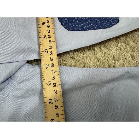 Massimo Dutti Men's Blue Pinpoint Cotton Long Sleeve Shirt‎ Elbow Patch Size XL - Picture 9 of 12